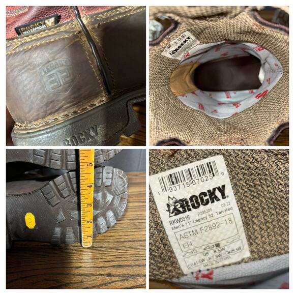 Rocky Men’s Brown Leather Legacy 32 Waterproof Pull On Work Boots 8.5W RKW0316 - Picture 8 of 8